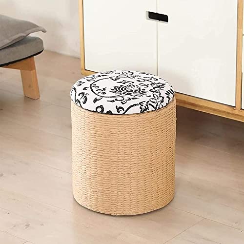 Footstool Foot Stool Hand Made Ottoman,Round Storage Ottoman,with Cover Perfect Toy and Shoe Chest,for Home Bedroom Living Room-E 29x33cm Home Decor Stool