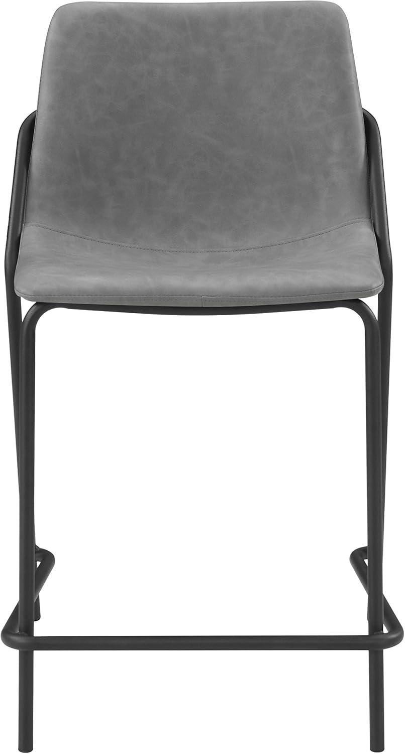 Coaster Home Furnishings Solid Back Upholstered Counter Height Stools Grey and Black (Set of 2) (183452)