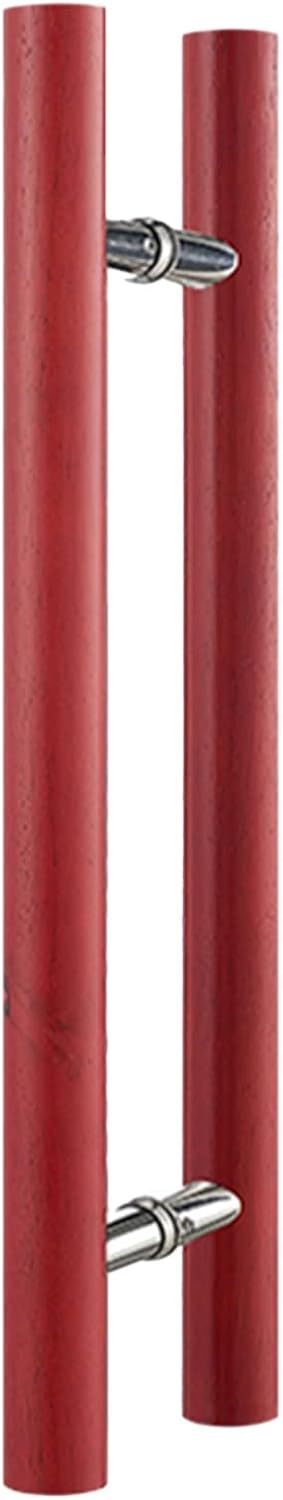 59/47/39.3/31.5/23.6/15.7 in Long Sliding Barn Door Handle Wooden,Push Pull Door Handle for Entry Interior & Exterior Glass Gates,Double Sided H Shape Round Bar (Color : Red,Size :