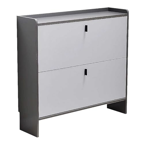 Shoe Storage Shoe Storage Cabinet for Entryway Slim Hidden Shoe Cabinet with 2 Flip Drawers 3 Layers Small Shoes Storage Cupboard for Hallways
