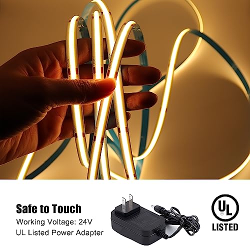 40Ft COB RGB LED Strip Lights, RGB COB LED Lights for Game Room Bedroom Kitchen Lighting Home Decor COB LED Light Strip with 44 Keys Remote Smart App Control Music Sync Color Changing