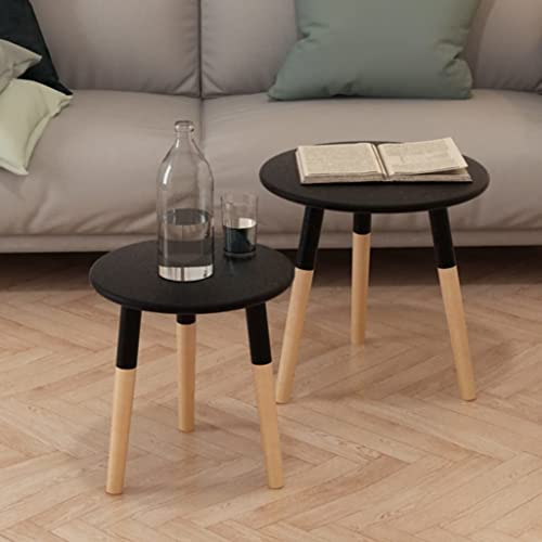 Snack Table Entrance Table Side Table Set 2 Pieces Solid Pinewood White Suitable for Hallway, Bedroom, Living Room, Foyer