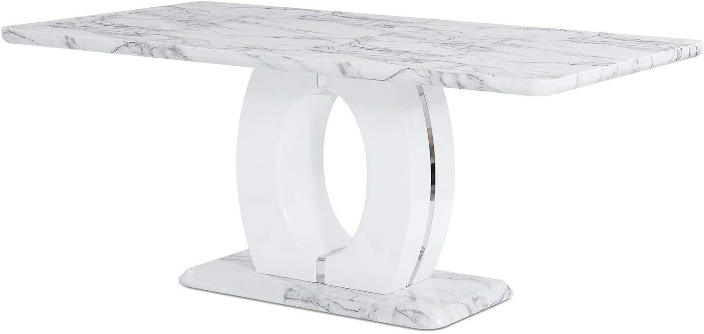 Global Furniture USA Global Furniture Faux Marble Pedestal Base Dining Table, BR