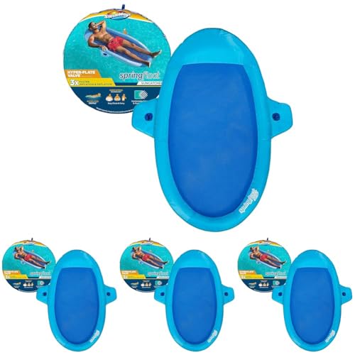 SwimWays Spring Float SunCatcher Pool Lounge Chair with Hyper-Flate Valve, Blue (Pack of 4)
