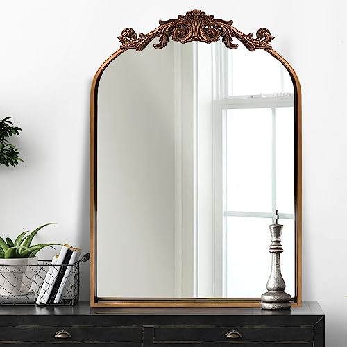 Large Gold Antique Mirror, Tall Arched Floor Mirror,Ornate Design vintage Wall Mirror Decor for Entryway,Hallway,Living Room,Fireplace 18