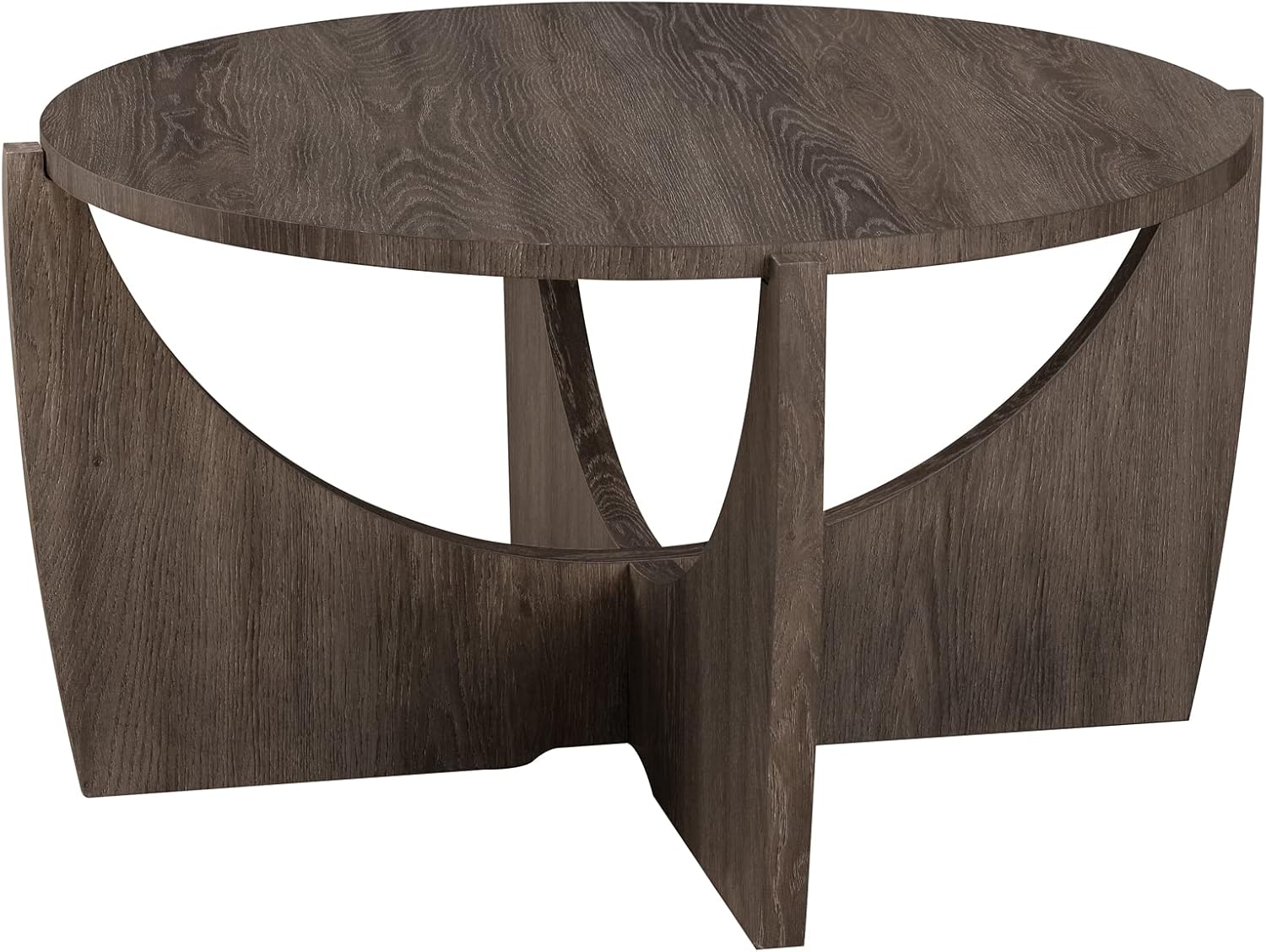 Contemporary Open Arch-Base Round Coffee Table – Cerused Ash (Dark Gray) B185P168993