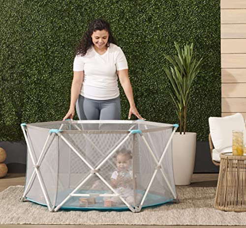 Regalo My Play Deluxe Extra Large Portable Play Yard Indoor and Outdoor, Bonus Kit, Washable, Teal, 8-Panel