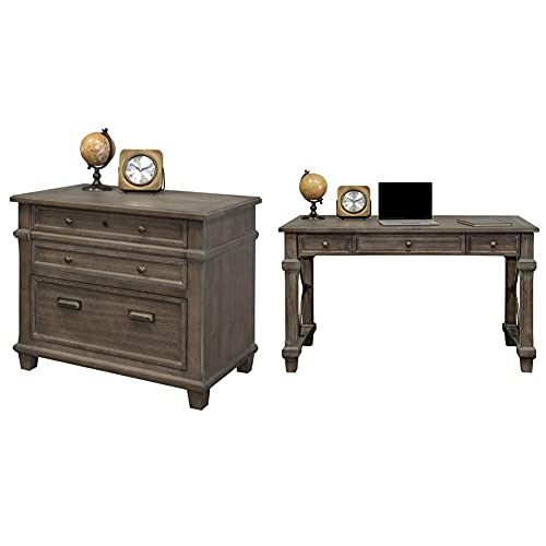 Martin Furniture Lateral File, Weathered Dove & Writing Desk, Weathered Dove