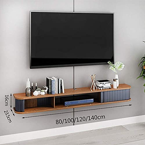 TV Stand Wall Hanging Tv Cabinet,Solid Wood Wall Mounted Media Centre, Floating Entertainment Unit Set-Top Box Rack WiFi Router Rack for Living Room Bedroom/B / 100cm, 80cm