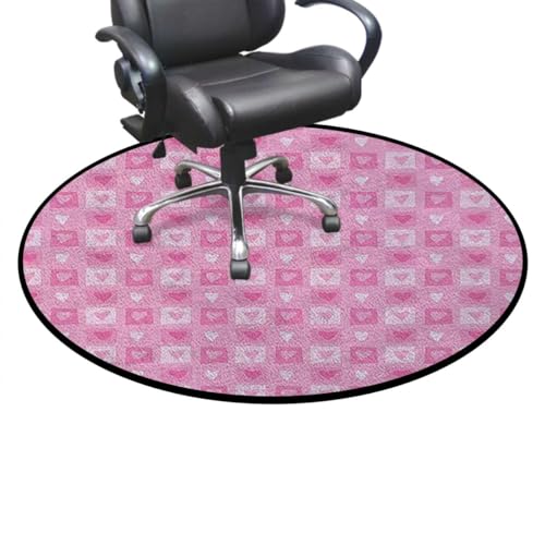 Pink Gaming Chair Mat Office Chair Mat for Carpet and Hardwood Floor Round Rug Floor Protector for Rolling Chair Pooping Rainbow Over Girls Fairy Tale Diameter 43.3 in, Cartoon_05907