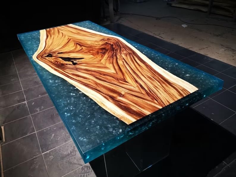 Natural Wood with Epoxy Dining Table Resin Coffee Table Living Room Table for 2, 4, 6, 8 Epoxy RIver Table Top Resin Table Home Decor Side/End Table Patio Table (18
