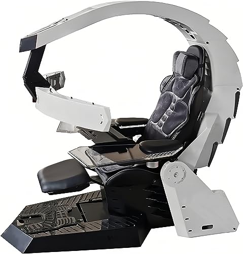 Zero -Gravity Encoding Cabin Office Chair, Video Game Chair, Computer Driving Chair Ergonomic Multiple display suspension electric adjustment Boss Chair (White)