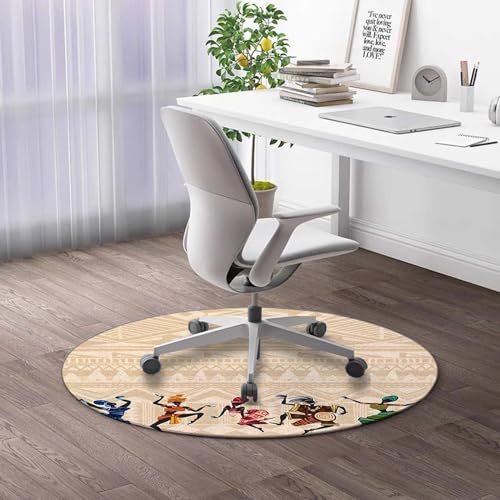 Round Rug 44 in Dog Rolling Chair Mat Cartoon Thick Home/Office Floor Protector Desk Chair Mats for Home Office Floor Carpets