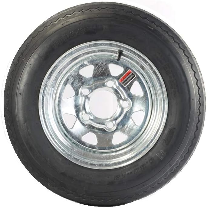 eCustomRim 2-Pack Trailer Tire Rim 5.30-12 12 in. Load C 5 Lug Galvanized Spoke Wheel - 2 Year Warranty w/Free Roadside