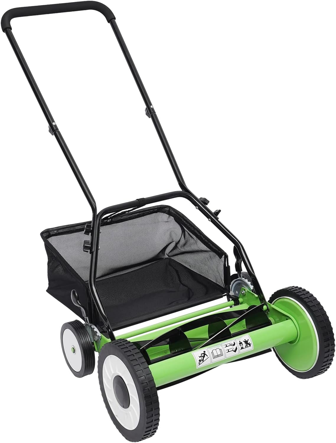 16In 5-Blade Manual Lawn Mower Self Propelled, 9-Gear Adjustable Height, Detachable, with 5.9-in Anti-Skid Wheels, Thickened U-Shaped Pipe, Use to Almost All for Lawn Weeding