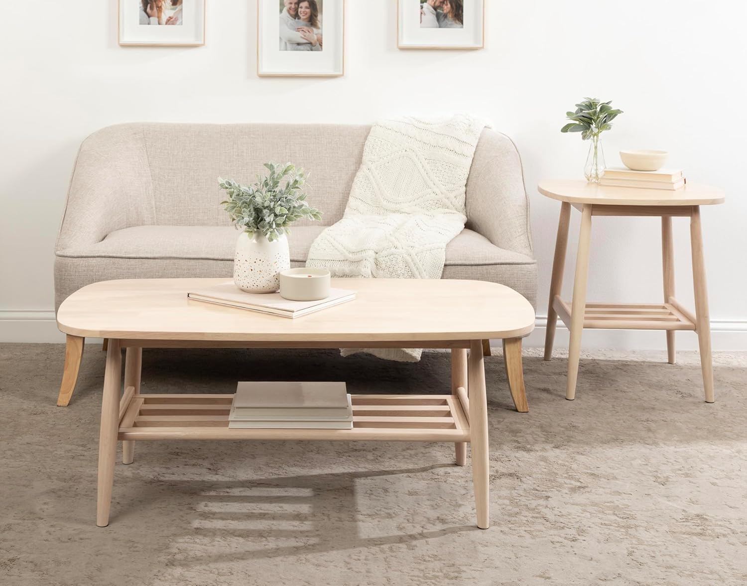 Kate and Laurel Niles Transitional Tiered Rectangle Coffee Table with Storage for Living Room Decor, 44x22x18, Natural