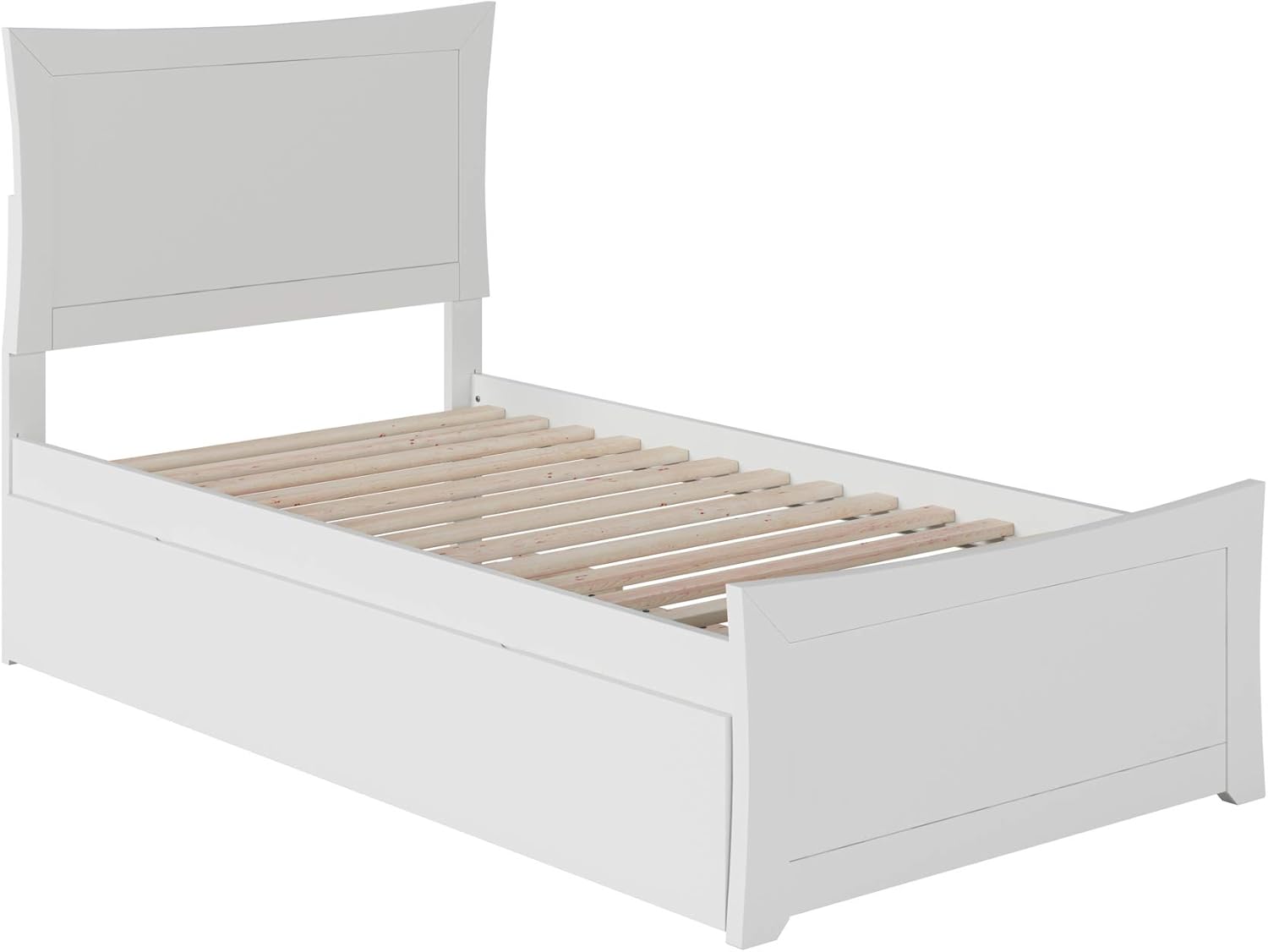 AFI Metro Twin Platform Bed with Matching Footboard and Turbo Charger with Twin Size Urban Trundle in White