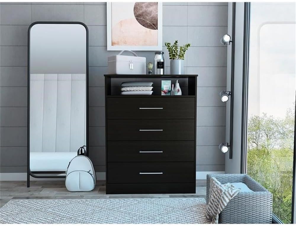 TUHOME Continental Dresser Engineered Wood Dressers in Black