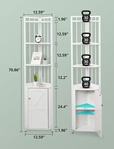 Evajoy Corner Shelf 5-Tier with Storage, 71'' Industrial Rustic Tall Corner Bookshelf Stand, Display Stand, Plant Stand, Corner Storage Cabinet for Living Room, Home Office, Bathroom, Entryway