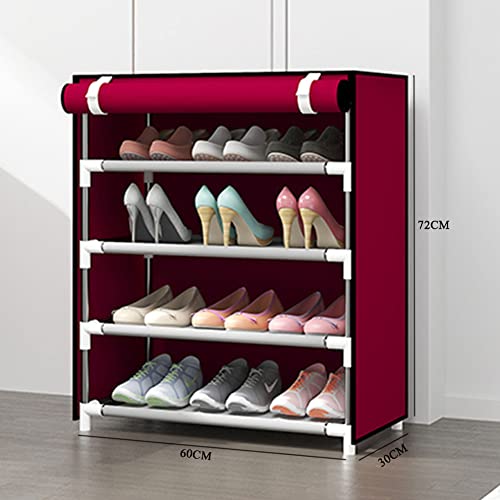 Shoe Rack for Closet Door,Multi-Layer Simple Shoe Shelf Organizer,Space-Saving Shoe Stand Display Easy to Install Shoe Cabinet-Grey 60x30x123cm(24x12x48inch)