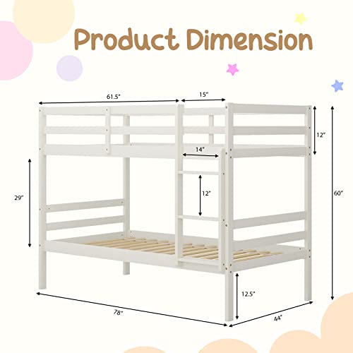 GORELAX Twin Over Twin Bunk Bed, Space Saving Wood Bed Frame w/Under Bed Storage, Ladder & Guardrail, Dorm & Multichild Family, Modern Bunk Bed for Kids, Teens, Sleepovers, Adults (Grey)