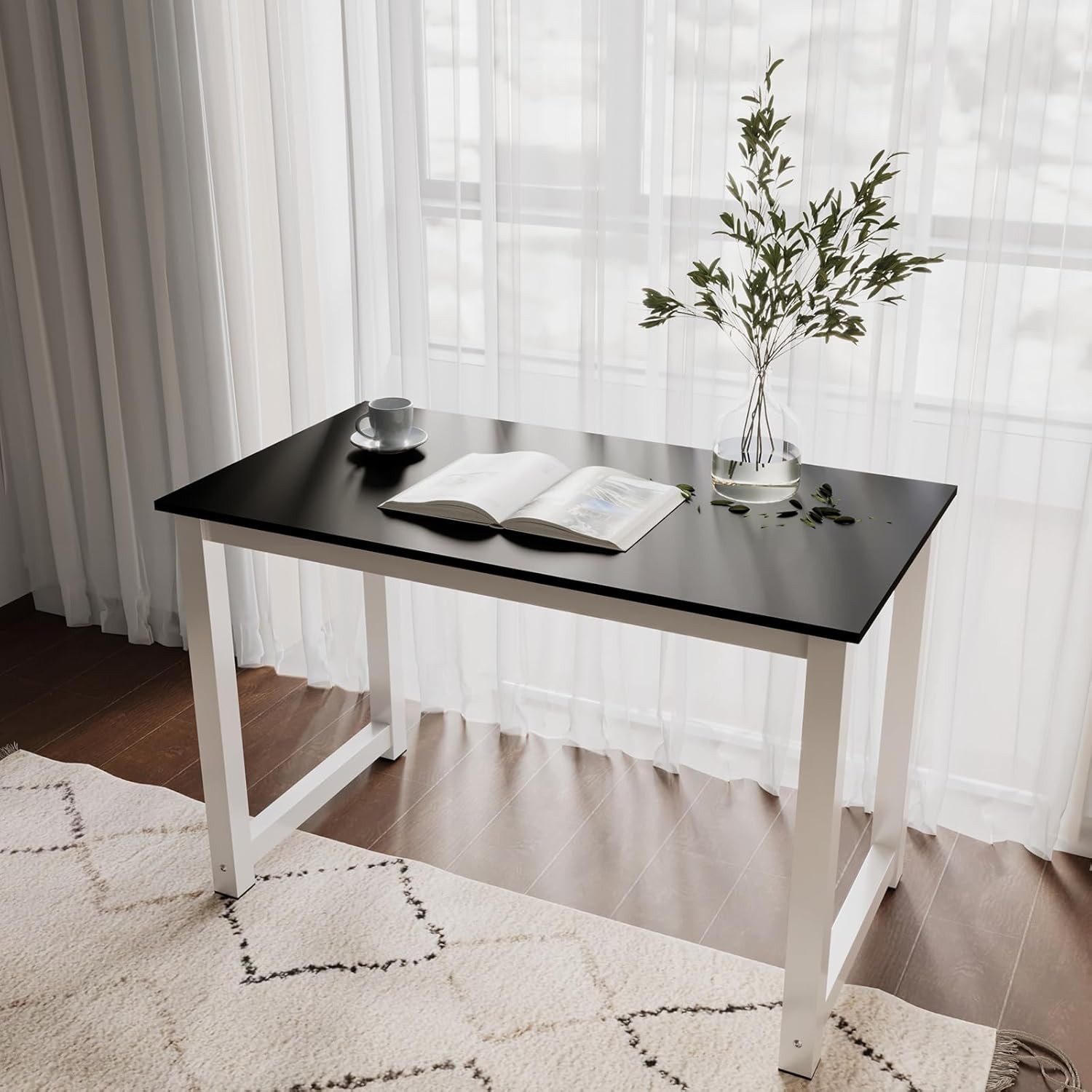 43.3 Inch Gaming Desk, Computer Corner Desk, Home Office Writing Desk, Space-Saving Workstation Table, Modern Simple Wooden Desk, 43