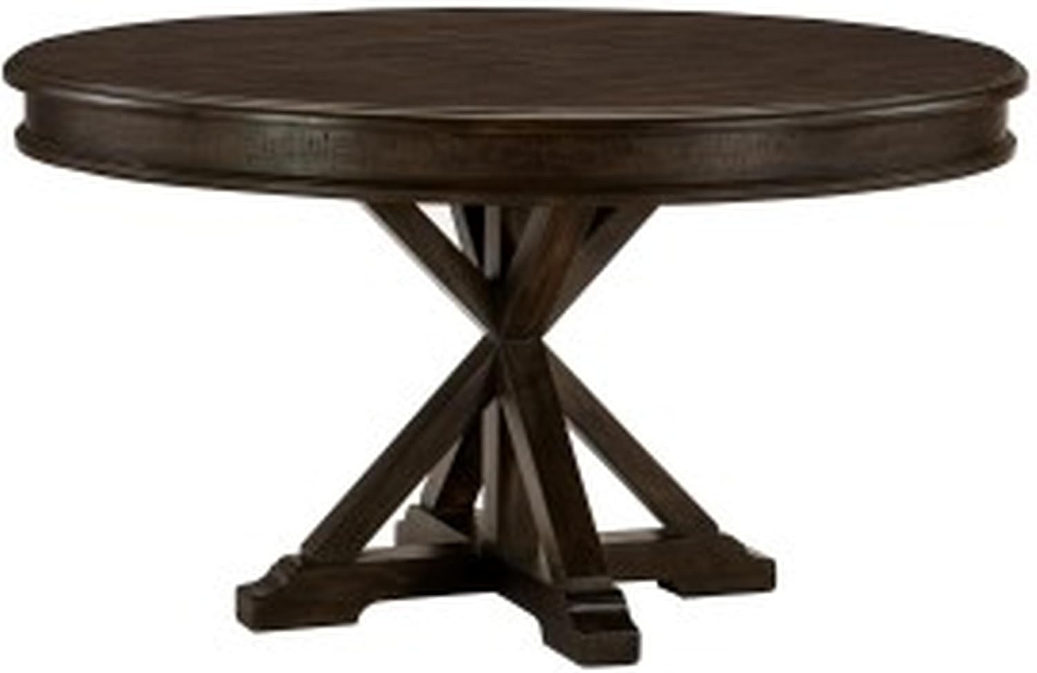 Benjara Berey 54 Inch Dining Table, Round 4 Seater, Driftwood Brown Wood Finish