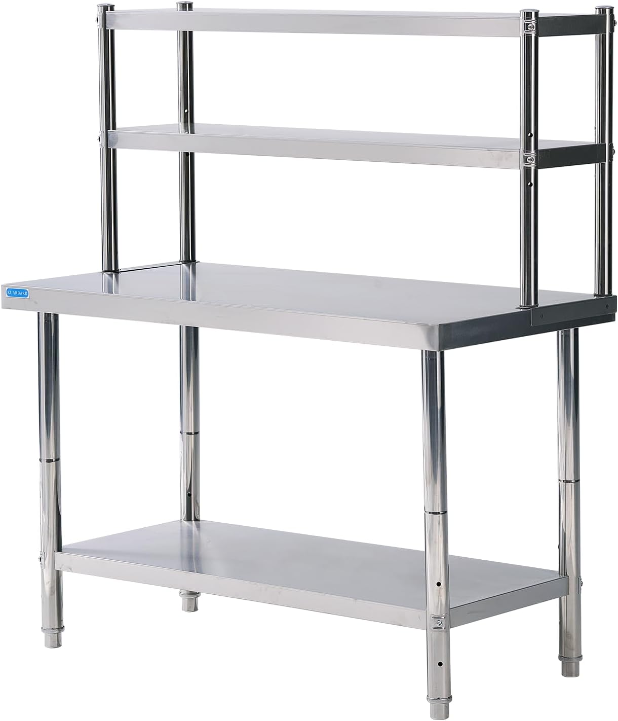 2023 New Stainless Steel Table for Prep & Work 24 x 48 with Undershelf with 2 Tier Overshelf 12 x 48 in Restaurant Kitchen Home