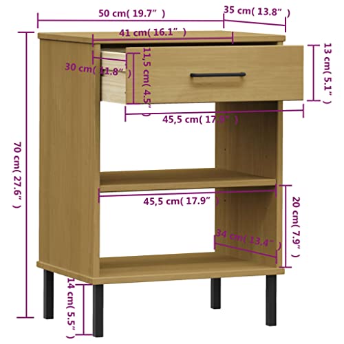 Multifunctional End Table Living Room End TableConsole Cabinet with Metal Legs Gray Solid Wood Pine OSLOfor Bedroom Living Room Balcony