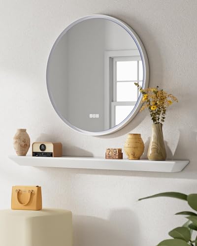 48 Inch Large White Floating Shelves for Wall, 48'' White Mantel, 6'' Deep Easy Hanging Shelves for Living Room Kitchen Bedroom, 2-Pack Crown Molding Decorative Shelves