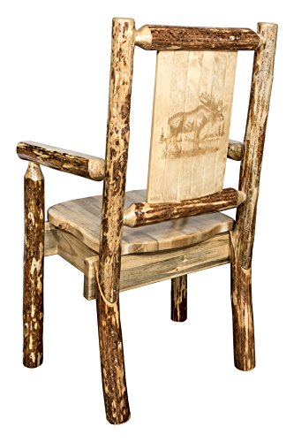 Montana Woodworks Glacier Country Collection Captain's Chair, Laser Engraved Elk Design