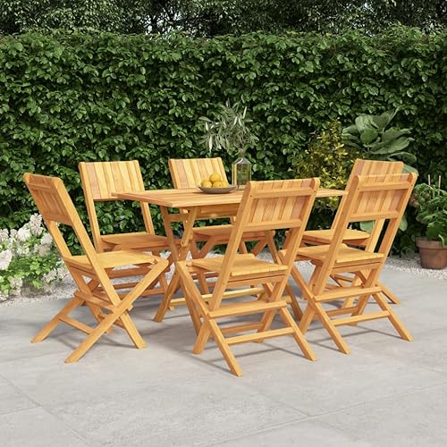 7 Piece Patio Dining Set Solid Wood Teak,Solid Teak Wood Patio Dining Set with Foldable Chairs for Outdoor Comfort Outdoor Furniture Sets, Patio Furniture Sets