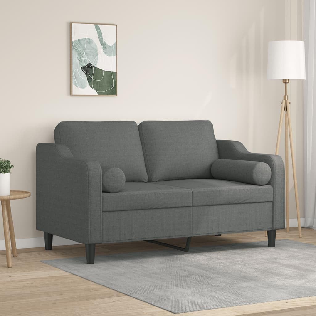 Sofas & Couches 2-Seater Sofa with Throw Pillows Dark Gray 47.2