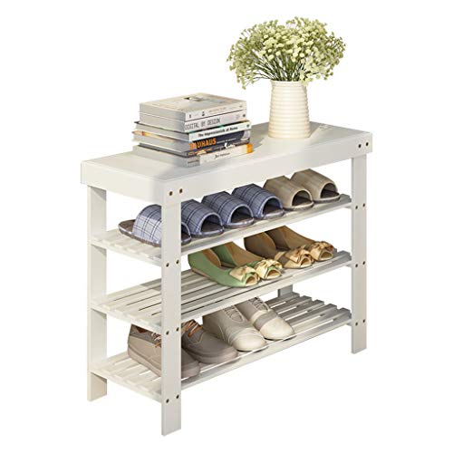 Shoe Storage Shoe Rack Organizer Shelf 3-Tier Shoe Rack Bench Slippers Shelf Storage Multifunctional Bamboo Free Standing Saves Space