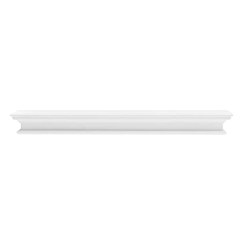 Halifax Pure White Mahogany Wood Floating Shelf, Extra Long