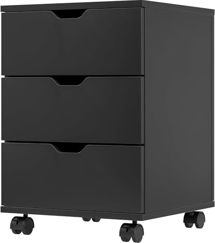 STARY Mobile Wood 3 Drawer File Cabinet with Wheels for Home Office, 22.3