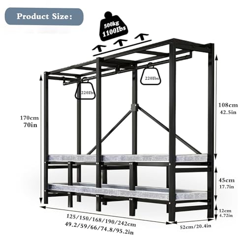 49.2in Heavy-duty Clothe Rack with cover Foldable Metal Garment Rack on Wheels Freestanding Rolling Clothing Coat Storage Rack 20.4in width 71in Height Load 2000lbs (D, 125CM/49.2IN)
