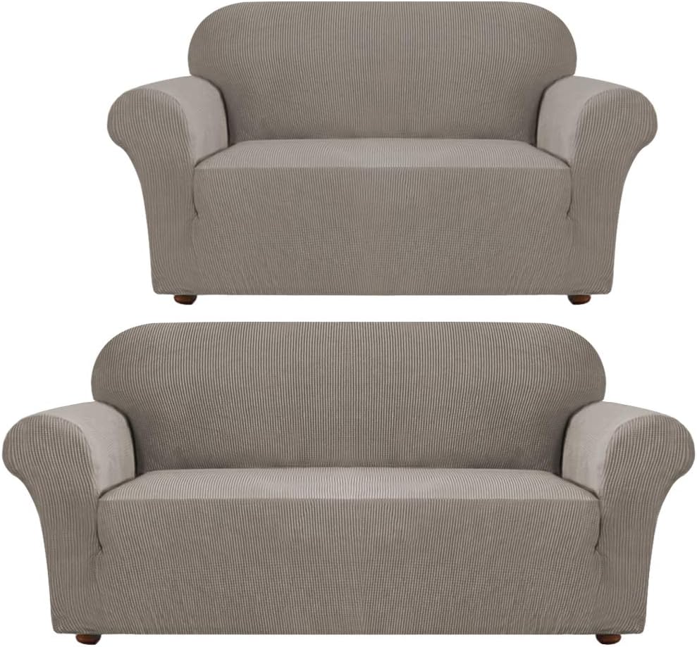 Turquoize Sofa Slipcover Bundle with Loveseat Cover Couch Covers 1 Piece Sofa Covers for 3 Cushion Couch Furniture Protector Taupe