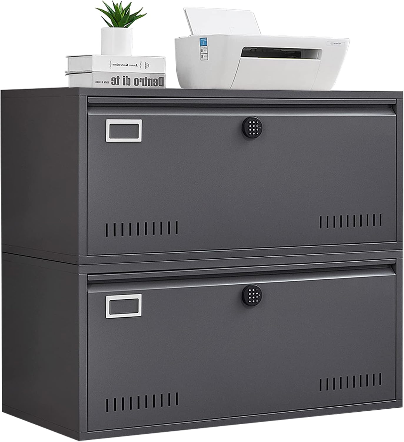 Petonline Lateral File Cabinet 2 Drawer, Metal Lateral Filing Cabinet with Smart Lock, Wide Filing Organization Storage Cabinets, Home Office Furniture for Letter/Legal/F4/A4 Size Files