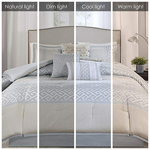 Madison Park Luxury Comforter Set-Traditional Jacquard Design All Season Down Alternative Bedding, Matching Bedskirt, Decorative Pillows, Queen(90