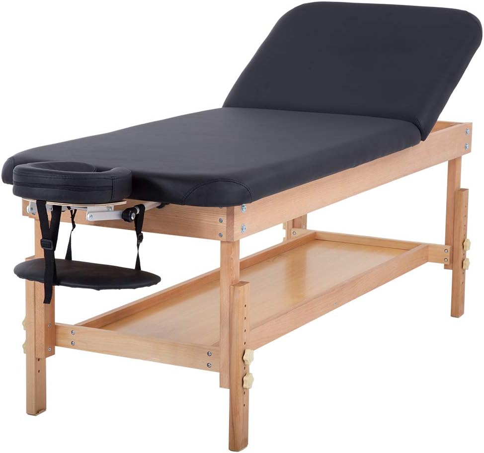 Massage Table Spa Bed 74”L 28“W Height Adjustable Stationary Massage Table 1000 LBS lLoad-Bearing Heavy Duty Spa Bed Facial Cradle Salon Bed