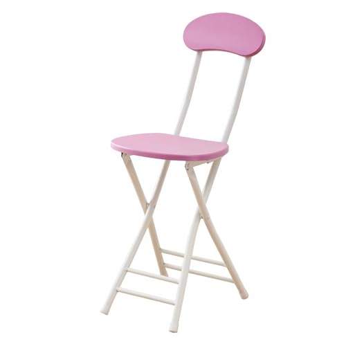17.7inch Wooden Folding Bar Stool with Backrest, Adult Foldable Breakfast Chair, Portable Counter Height Chair for Kitchen, Dormitory, Cafe(Pink)