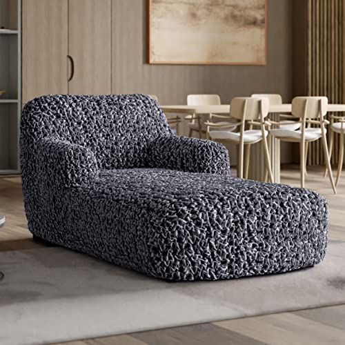 PAULATO BY GA.I.CO. Chaise Lounge Cover - Stretch Lounge Chair Sofa Slipcover - Shiny Velvet Chaise Lounge Protector for Pets and Kids - Soft Slipcovers - Furniture Slip Cover - Fuco Velvet - Brown