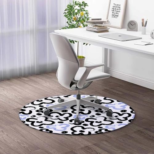 Round Rug 5 FT Abstract Office Chair Mat Colorful Thick Hard Floor Protector Desk Chair Hard Floor Protector Mats for Rolling Chair