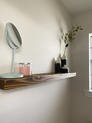 Joel's Antiques | 60 Inch Floating Shelves for Wall | Made of Natural Wood and Easy Install | Heavy Duty Rustic Book Shelves | Perfect for Bathroom, Kitchen, Living Room | Mocha | 2