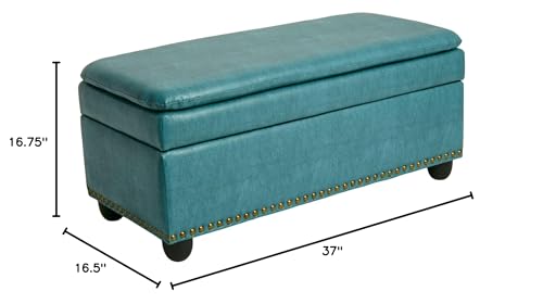 BrylaneHome 400 Lbs. Weight Capacity Extra Wide Studded Ottoman - Blue Haze