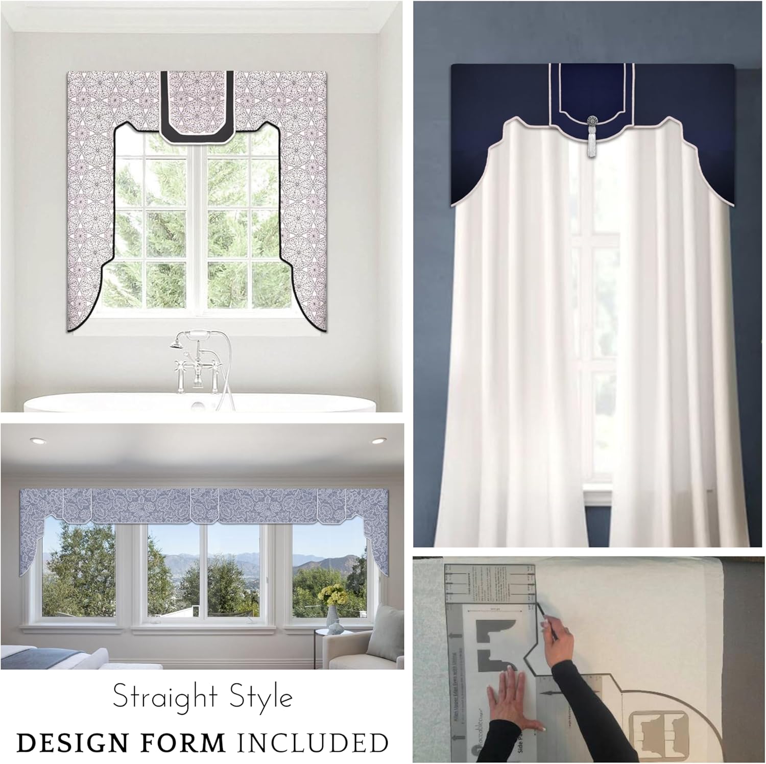 Straight Lambrequin Window Cornice Kit, No-Sew Curtain for Bedroom, Living Room, Modern Home Decor, Rod Pocket