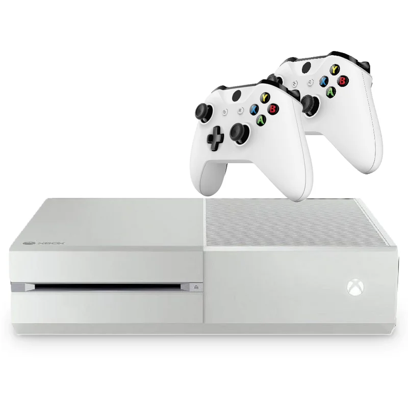Restored Microsoft Xbox One Game Console 500FB White with Two Retrofam Controllers (Refurbished)