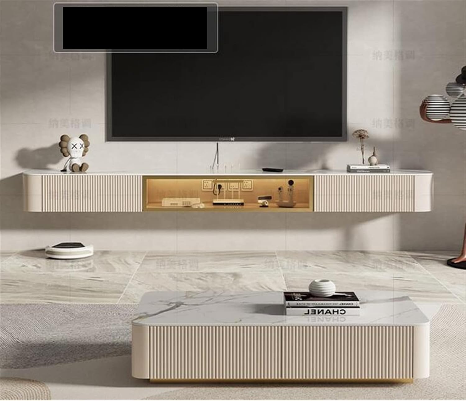 Tv Cabinet Hanging Wall Mounted TV Cabinet Tea Table Small House Type Modern Simple Wall Hanging Solid Wood Living Room Cabine