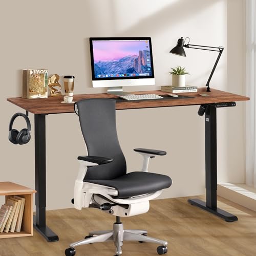 60 x 24 Inches Electric Standing Desk, Adjustable Height Stand Up Desk, Home Standing Workstation Computer Office Desk with 4 Memory Preset Controller, Rustic Brown